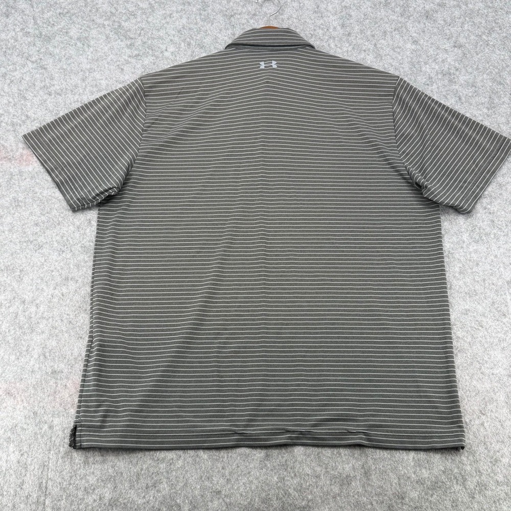 Under Armour Mens XL HeatGear Polo Shirt Gray Striped Loose Fit Golf Top - Picture 8 of 10